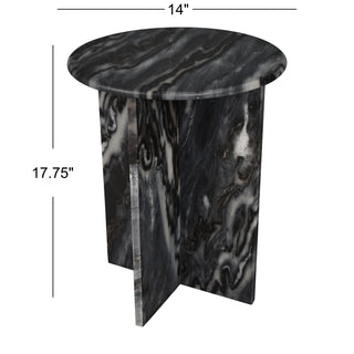 Lippa 14" Contemporary Natural Marble Handmade X-Shaped End Table