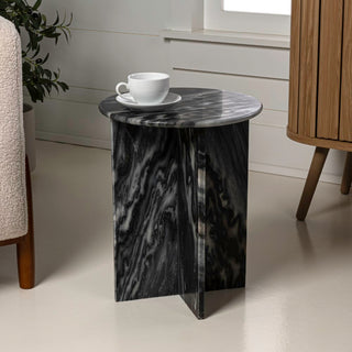 Lippa 14" Contemporary Natural Marble Handmade X-Shaped End Table