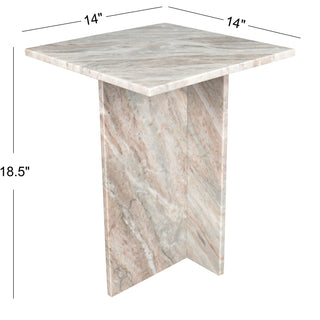 Stone 14" Contemporary Natural Marble Handmade T-Shaped End Table