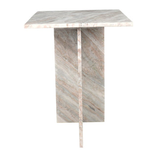 Stone 14" Contemporary Natural Marble Handmade T-Shaped End Table