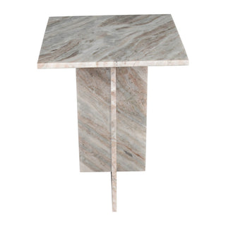 Stone 14" Contemporary Natural Marble Handmade T-Shaped End Table