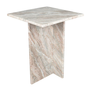 Stone 14" Contemporary Natural Marble Handmade T-Shaped End Table