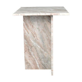 Stone 14" Contemporary Natural Marble Handmade T-Shaped End Table