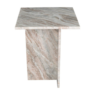 Stone 14" Contemporary Natural Marble Handmade T-Shaped End Table