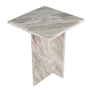 Stone 14" Contemporary Natural Marble Handmade T-Shaped End Table