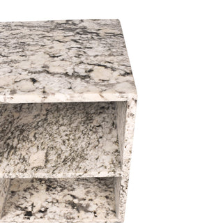 Walker 16" Modern Natural Marble Handmade Rectangular 2-Shelf End Table