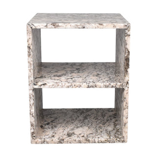 Walker 16" Modern Natural Marble Handmade Rectangular 2-Shelf End Table