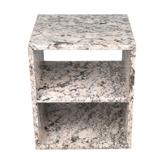 Walker 16" Modern Natural Marble Handmade Rectangular 2-Shelf End Table