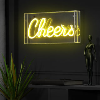 Clis 11.8" Contemporary Glam Acrylic Box USB Operated LED Neon Light, Yellow