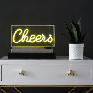 Clis 11.8" Contemporary Glam Acrylic Box USB Operated LED Neon Light, Yellow