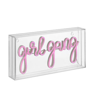 Trioyi Gang 11.88" Contemporary Glam Acrylic Box USB Operated LED Neon Light, Pink