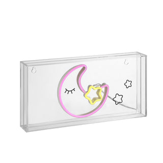 Dielfeo 11.8" Contemporary Glam Acrylic Box USB Operated LED Neon Light, Pink/Yellow