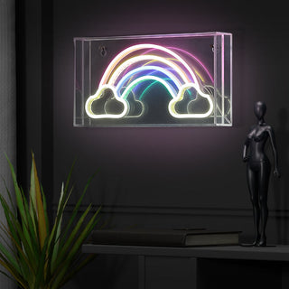 Estrioldea 11.75" Contemporary Glam Acrylic Box USB Operated LED Neon Light, Multi-Colored