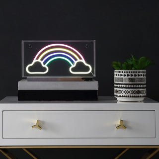 Estrioldea 11.75" Contemporary Glam Acrylic Box USB Operated LED Neon Light, Multi-Colored