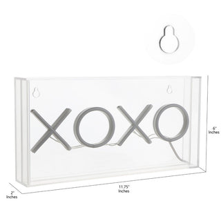 Fops 11.75" Contemporary Glam Acrylic Box USB Operated LED Neon Light, Pink