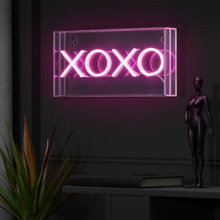 Fops 11.75" Contemporary Glam Acrylic Box USB Operated LED Neon Light, Pink