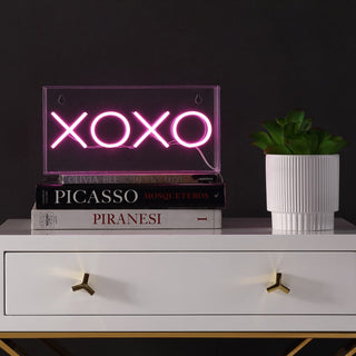 Fops 11.75" Contemporary Glam Acrylic Box USB Operated LED Neon Light, Pink