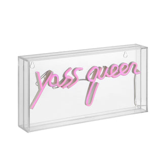 Kliat Queen 11.8" Contemporary Glam Acrylic Box USB Operated LED Neon Light, Pink