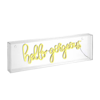 Nums 20" Contemporary Glam Acrylic Box USB Operated LED Neon Light, Yellow