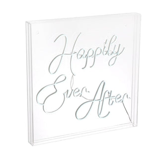 HAPPILY Ever After Square Contemporary Glam Acrylic Box USB Operated LED Neon Light