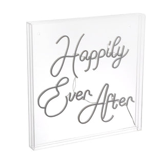 HAPPILY Ever After Square Contemporary Glam Acrylic Box USB Operated LED Neon Light