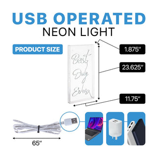 Unique Best Day Ever Contemporary Glam Acrylic Box USB Operated LED Neon Light