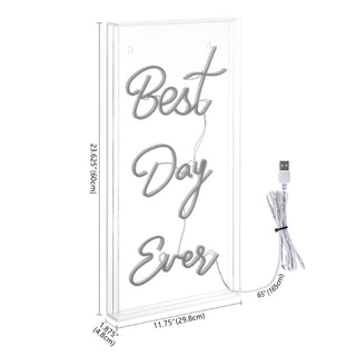 Unique Best Day Ever Contemporary Glam Acrylic Box USB Operated LED Neon Light