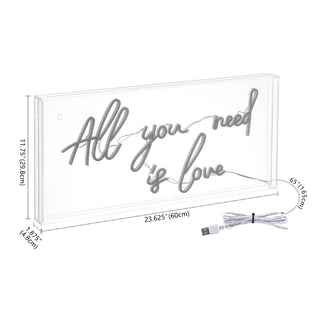 USB All You Need Is Love Contemporary Glam Acrylic Box USB Operated LED Neon Light