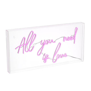 USB All You Need Is Love Contemporary Glam Acrylic Box USB Operated LED Neon Light