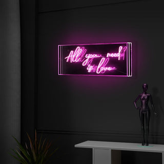 USB All You Need Is Love Contemporary Glam Acrylic Box USB Operated LED Neon Light