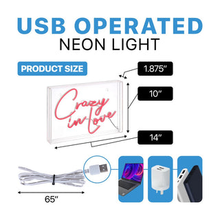 Sign  Crazy In Love Contemporary Glam Acrylic Box USB Operated LED Neon Light