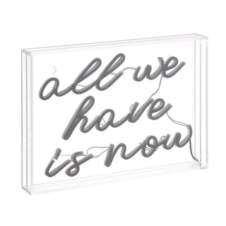 Neon All We Have Is Now Contemporary Glam Acrylic Box USB Operated LED Neon Light