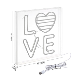 Live LOVE Square Contemporary Glam Acrylic Box USB Operated LED Neon Light