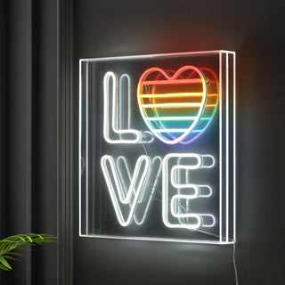 Live LOVE Square Contemporary Glam Acrylic Box USB Operated LED Neon Light