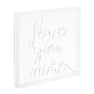 USB Love You More Square Contemporary Glam Acrylic Box USB Operated LED Neon Light