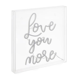 USB Love You More Square Contemporary Glam Acrylic Box USB Operated LED Neon Light