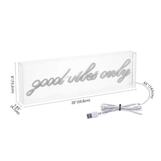 Sign Good Vibes Only Contemporary Glam Acrylic Box USB Operated LED Neon Light