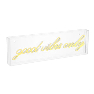 Sign Good Vibes Only Contemporary Glam Acrylic Box USB Operated LED Neon Light