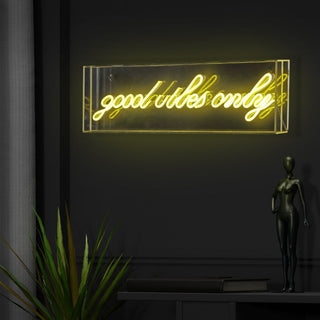 Sign Good Vibes Only Contemporary Glam Acrylic Box USB Operated LED Neon Light