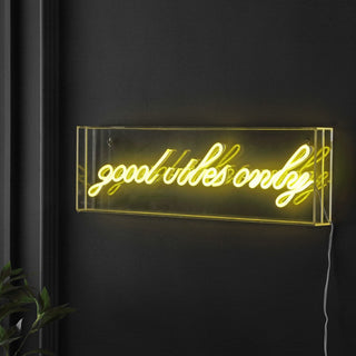 Sign Good Vibes Only Contemporary Glam Acrylic Box USB Operated LED Neon Light