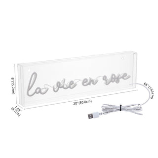 BNF  La Vie En Rose Contemporary Glam Acrylic Box USB Operated LED Neon Light