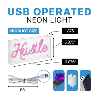 American  Hustle Contemporary Glam Acrylic Box USB Operated LED Neon Light