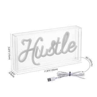 American  Hustle Contemporary Glam Acrylic Box USB Operated LED Neon Light