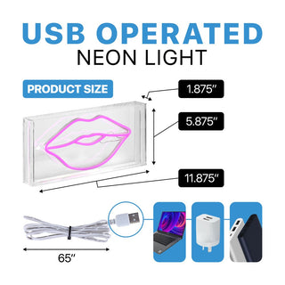 Sign  FOR Lips Contemporary Glam Acrylic Box USB Operated LED Neon Light