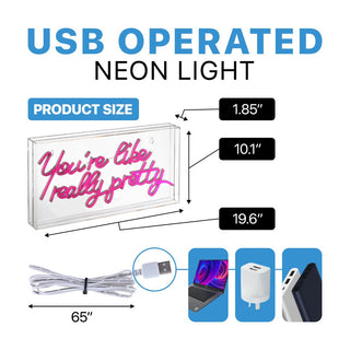 Wedding You're Like Really Pretty Contemporary Glam Acrylic Box USB Operated LED Neon Light