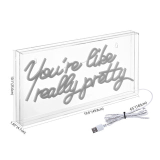 Wedding You're Like Really Pretty Contemporary Glam Acrylic Box USB Operated LED Neon Light