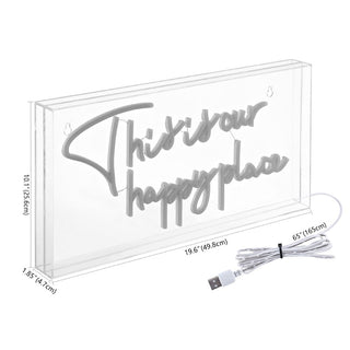 Sign Board This Is Your Happy Place Contemporary Glam Acrylic Box USB Operated LED Neon Light