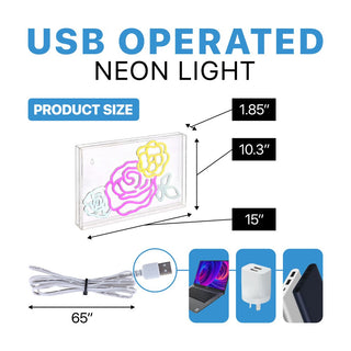 the Crowd Of Roses Contemporary Glam Acrylic Box USB Operated LED Neon Light