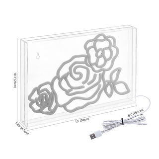 the Crowd Of Roses Contemporary Glam Acrylic Box USB Operated LED Neon Light