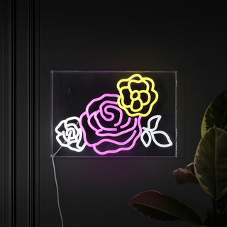 the Crowd Of Roses Contemporary Glam Acrylic Box USB Operated LED Neon Light